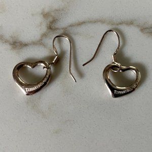 Tiffany & Co. 925 Silver Open Heart dangle drop earrings